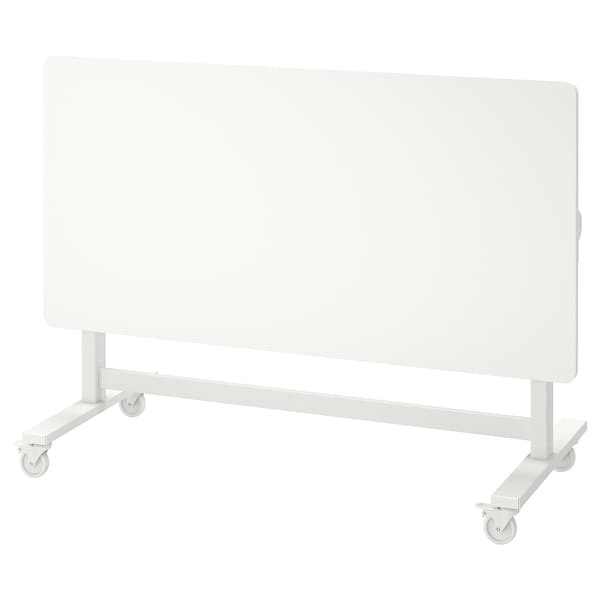 MITTZON - Foldable table with castors, white, 140x70 cm