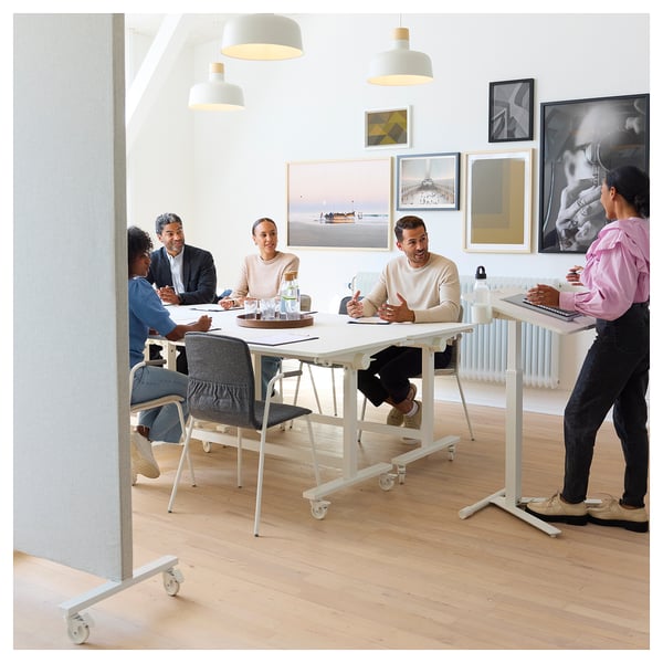 MITTZON foldable table with castors, white, 140x70 cm