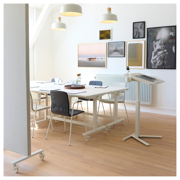 MITTZON - Foldable table with castors, white, 140x70 cm