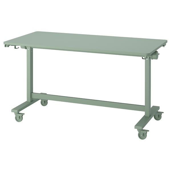 MITTZON - Foldable table with castors, green, 140x70 cm