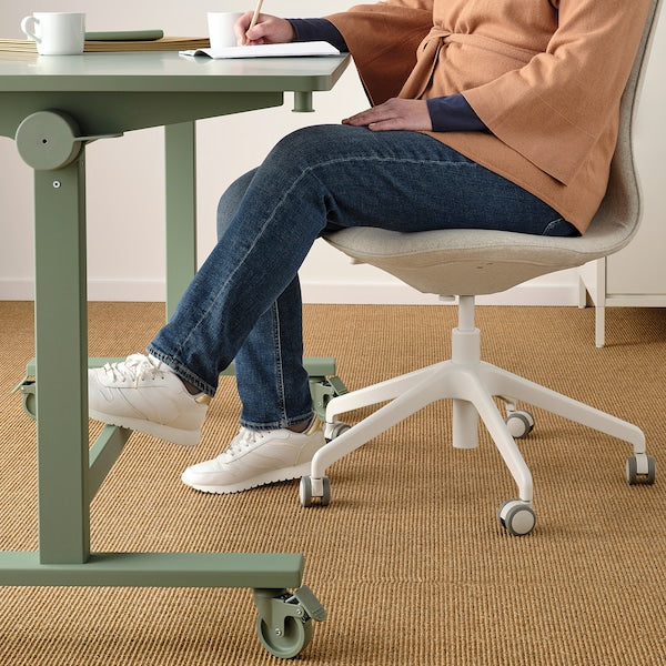 MITTZON - Foldable table with castors, green, 140x70 cm