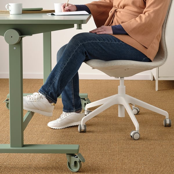 MITTZON foldable table with castors, green, 140x70 cm