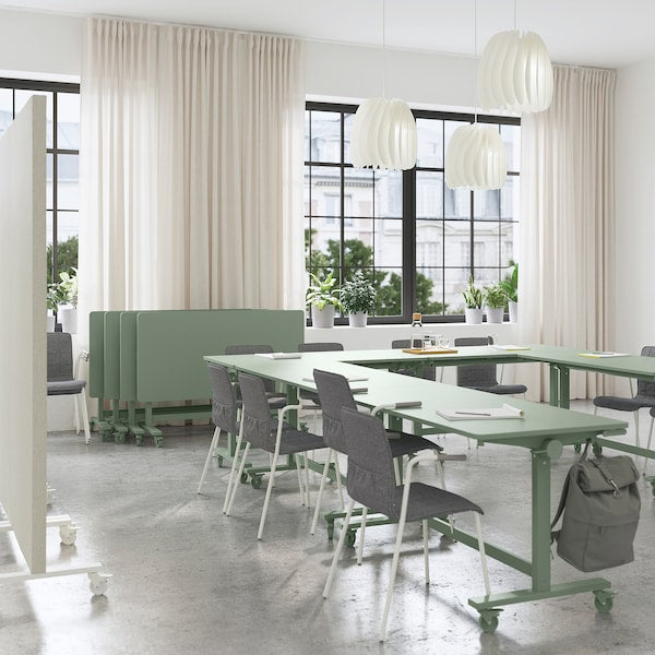 MITTZON - Foldable table with castors, green, 140x70 cm