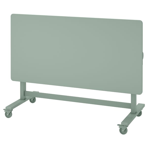 MITTZON - Foldable table with castors, green, 140x70 cm