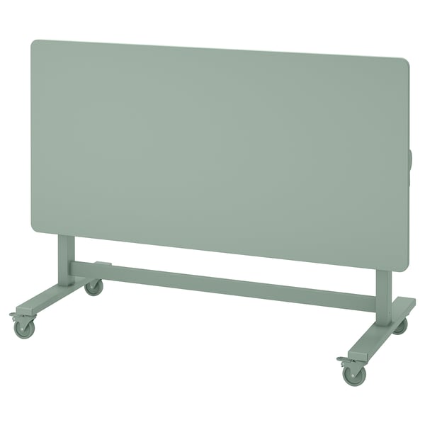 MITTZON - Foldable table with castors, green, 140x70 cm
