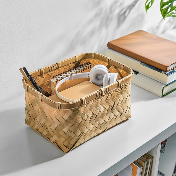 MJÖLKKANNA basket, bamboo, 18x25x14 cm
