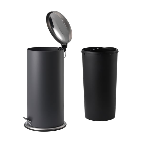 MJÖSA - MJÖSA Pedal bin, dark grey, 30 l