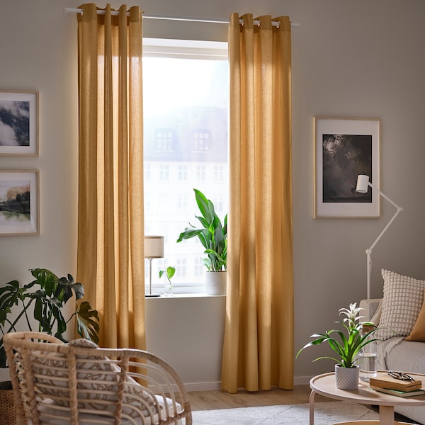 MOALINA Curtains, 1 pair - yellow 145x300 cm , 145x300 cm