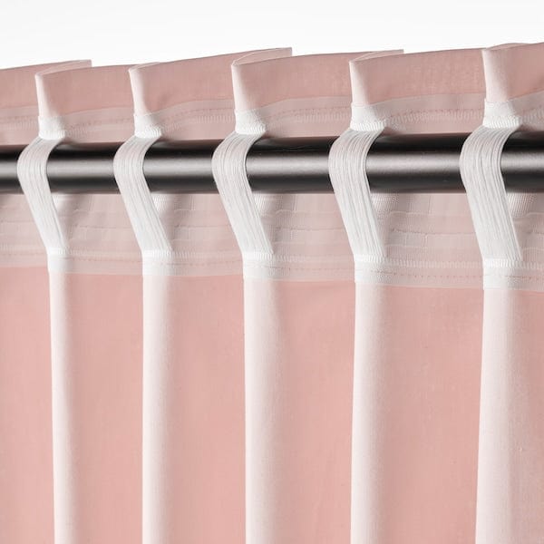 Ikea MOALISA Curtains, 1 pair - pale pink/pink 145x300 cm