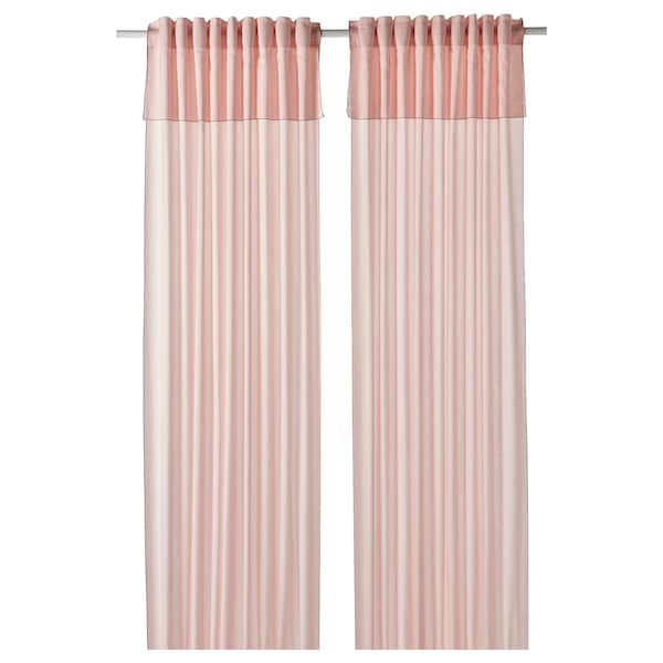 MOALISA curtains, 1 pair, pale pink pink/with heading tape, 145x300 cm