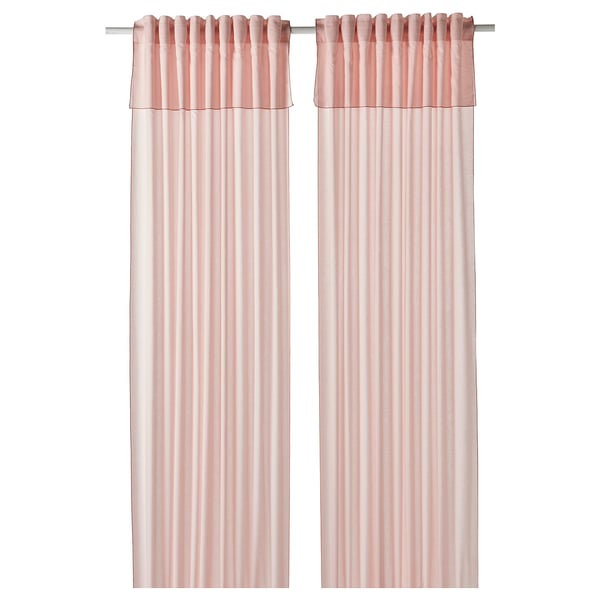 MOALISA curtains, 1 pair, pale pink pink/with heading tape, 145x300 cm