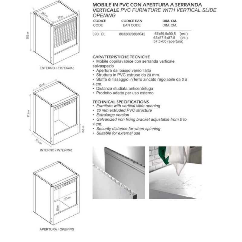ICE WASHING MACHINE CABINET W 67 D 59.5 H 90.5C