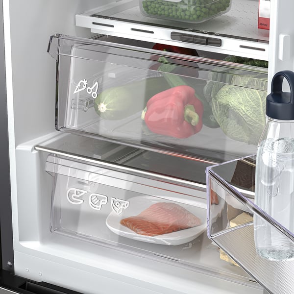 MÖLNÅS - Refrigerator/freezer, IKEA 700 freestanding/color stainless steel,249/106 l