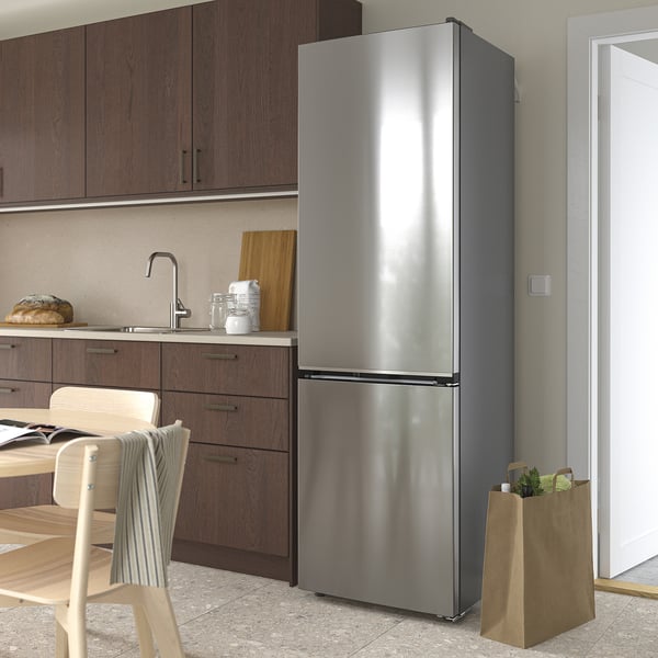 MÖLNÅS fridge/freezer, IKEA 700 freestanding/stainless steel colour, 249/106 l