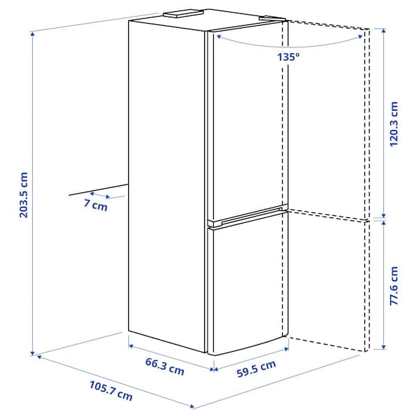 Ikea MÖLNÅS - Refrigerator/freezer, IKEA 700 freestanding/color stainless steel,249/106 l
