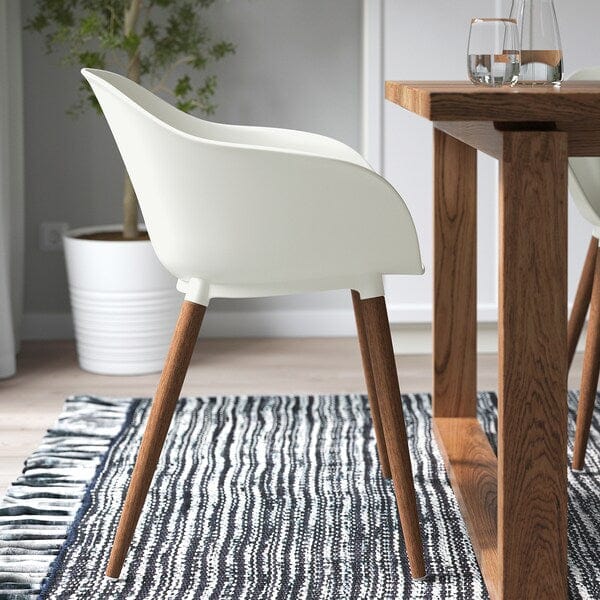 Ikea MÖRBYLÅNGA / GRÖNSTA - Table and 6 armchairs, oak veneer brown stained/white, 220x100 cm