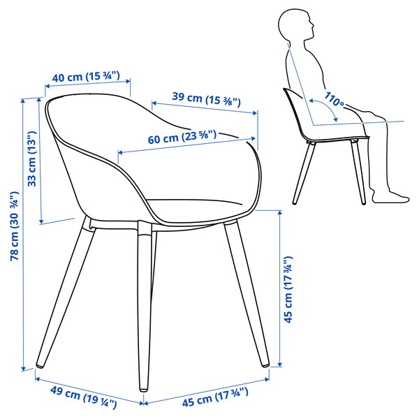 MÖRBYLÅNGA / GRÖNSTA - Table and 6 armchairs, oak veneer brown stained/white, 220x100 cm