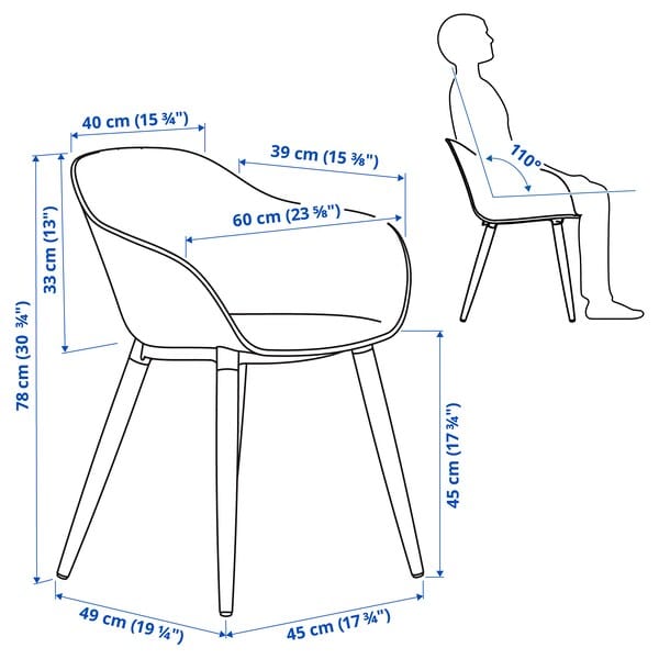 Ikea MÖRBYLÅNGA / GRÖNSTA - Table and 6 armchairs, oak veneer brown stained/white, 220x100 cm
