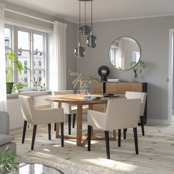 Ikea MÖRBYLÅNGA / MÅRENÄS - Table and 4 chairs with armrests , 145 cm