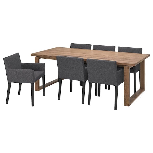 Ikea MÖRBYLÅNGA / MÅRENÄS - Table and 6 chairs with armrests , 220 cm