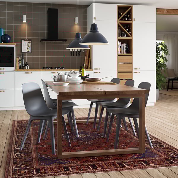 MÖRBYLÅNGA - Table, oak veneer brown stained, 220x100 cm
