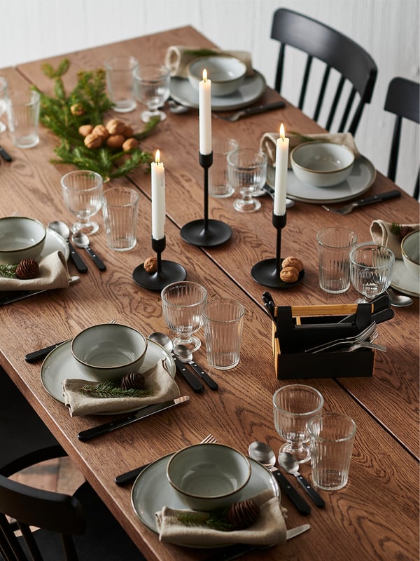 MÖRBYLÅNGA table, oak veneer brown stained, 220x100 cm