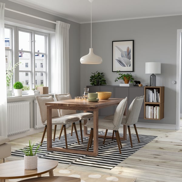 MÖRBYLÅNGA table, oak veneer brown stained, 140x85 cm
