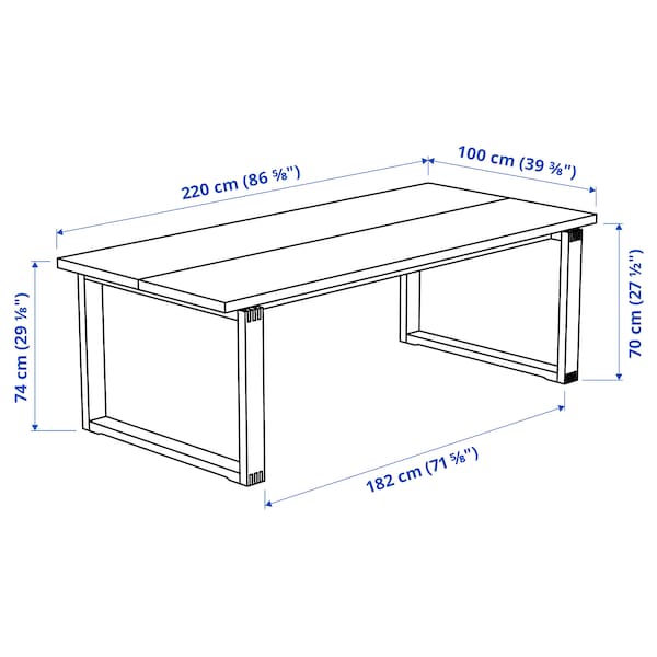 Ikea MÖRBYLÅNGA - Table, oak veneer brown stained, 220x100 cm