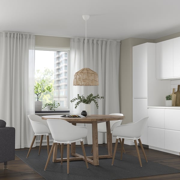 MÖRBYLÅNGA table, oak veneer brown stained, 145 cm