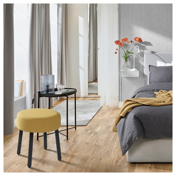 MÖRTFORS pouffe, Diseröd dark yellow, 47x47 cm