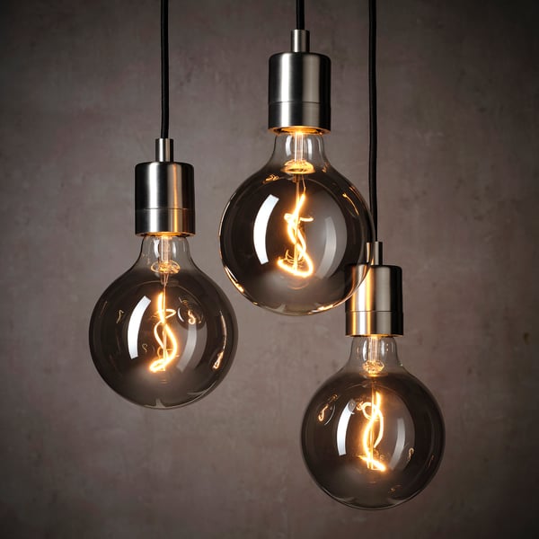 MOLNART LED bulb E27 140 lumens - transparent glass globe gray 125 mm , 125 mm