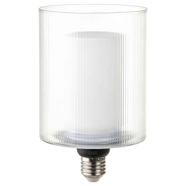 MOLNART - LED bulb E27 150 lumen, cylinder glass/striped, 110 mm