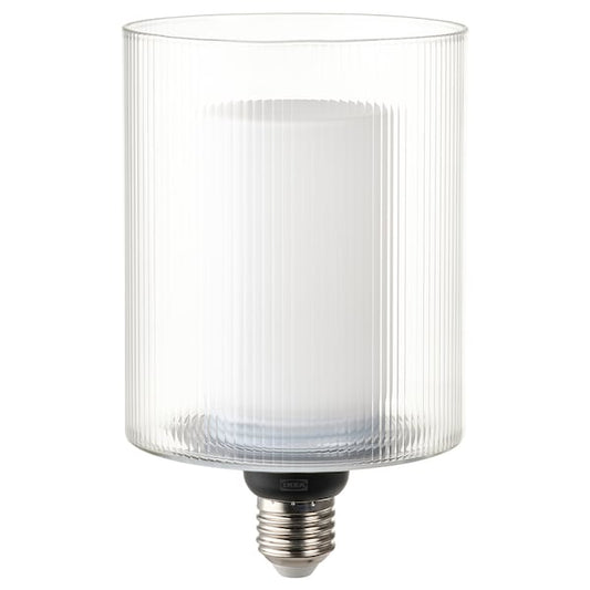 Ikea MOLNART - LED bulb E27 150 lumen, cylinder glass/striped, 110 mm