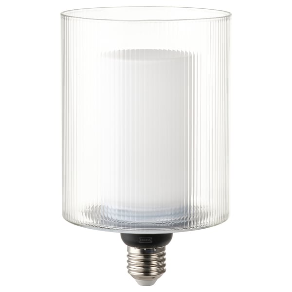 MOLNART - LED bulb E27 150 lumen, cylinder glass/striped, 110 mm