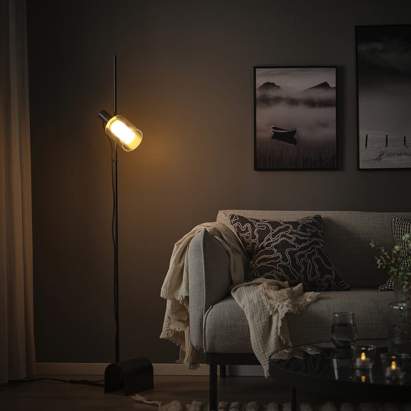 MOLNART - LED bulb E27 150 lumen, cylinder glass/striped, 110 mm