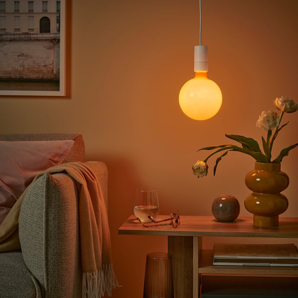 MOLNART LED bulb E27 150 lumen, globe orange-pink, 150 mm