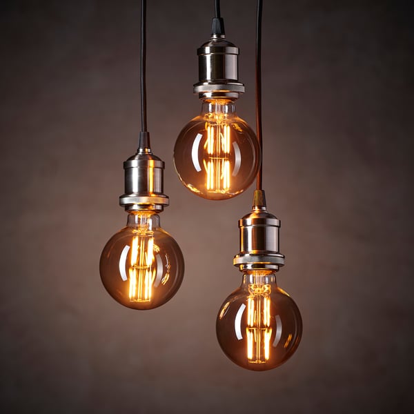 MOLNART LED bulb E27 150 lumen, globe grey clear glass, 95 mm