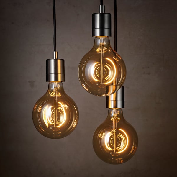 MOLNART LED bulb E27 150 lumens, brown clear glass globe, 125mm
