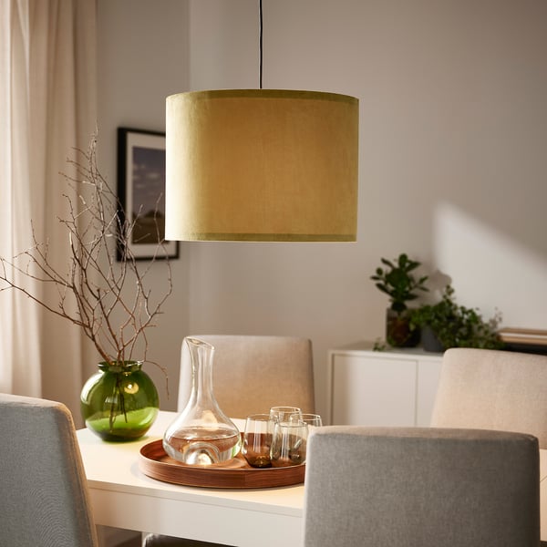 MOLNSKIKT lamp shade, dark yellow velvet, 42 cm