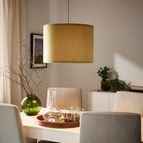 MOLNSKIKT / SUNNEBY - Pendant lamp, black/dark yellow velvet, 42 cm