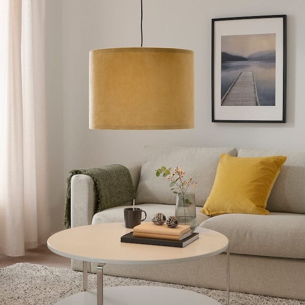 Ikea MOLNSKIKT / SUNNEBY - Pendant lamp, black/dark yellow velvet, 42 cm