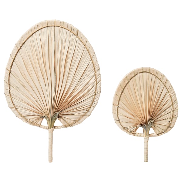 MOLNSKOG - MOLNSKOG Wall decoration, set of 2, palm leaf handmade