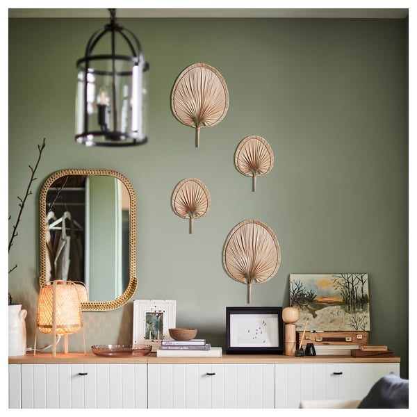 MOLNSKOG - MOLNSKOG Wall decoration, set of 2, palm leaf handmade