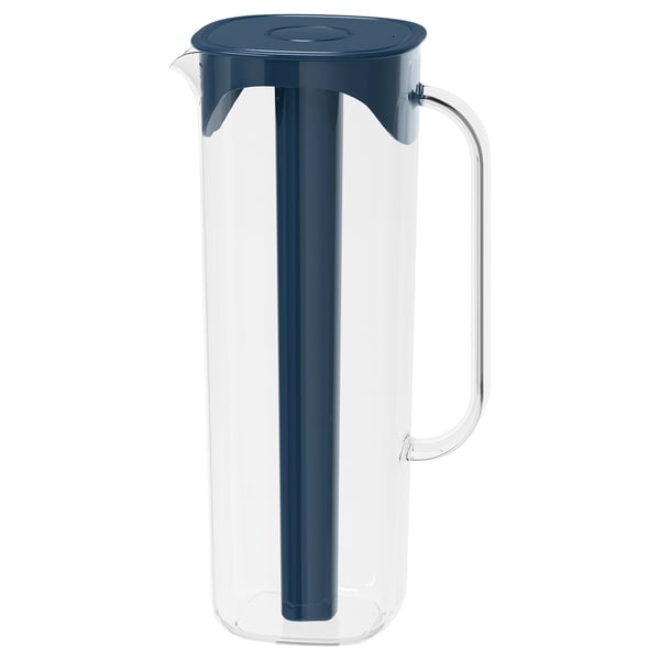 MOPPA jug with lid, dark blue/transparent, 1.7 l