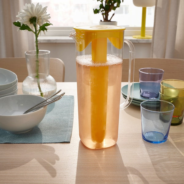 MOPPA - Jug with lid, transparent/yellow, 1.7 l