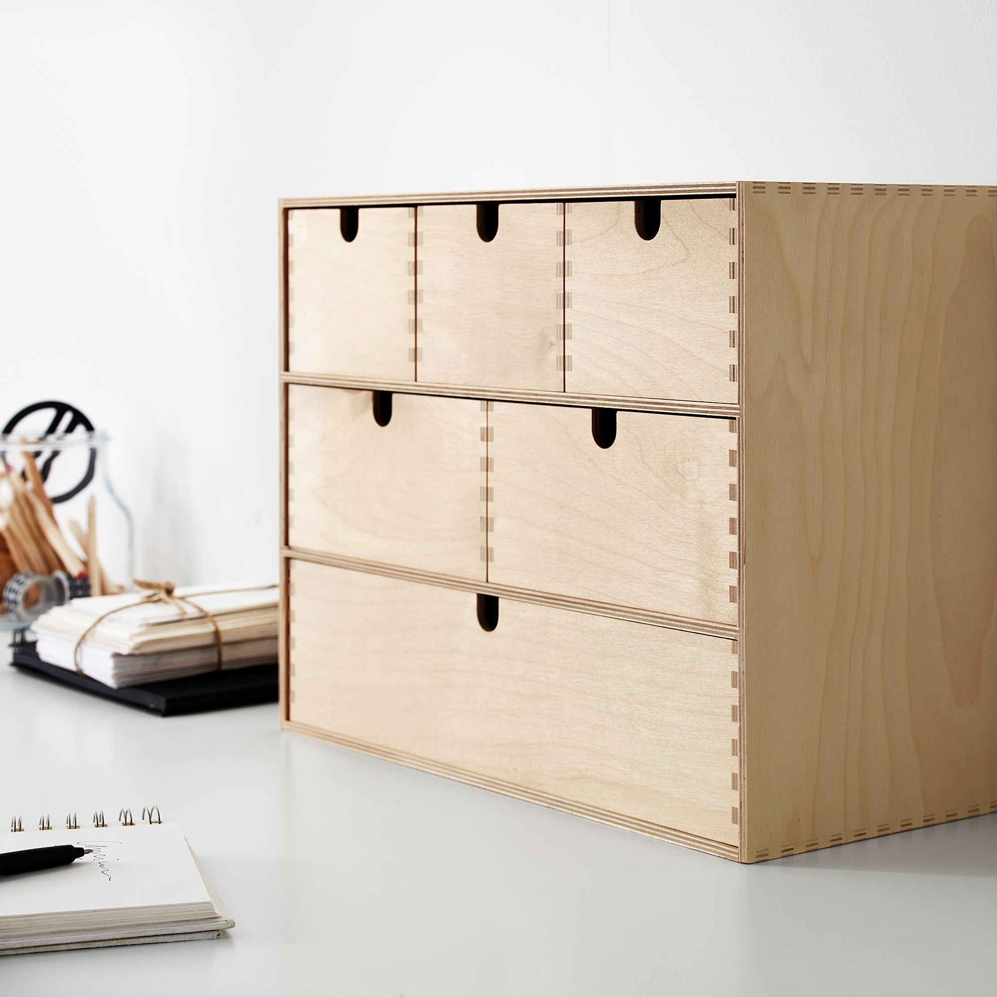 MOPPE mini chest of drawers, birch plywood, 42x18x32 cm