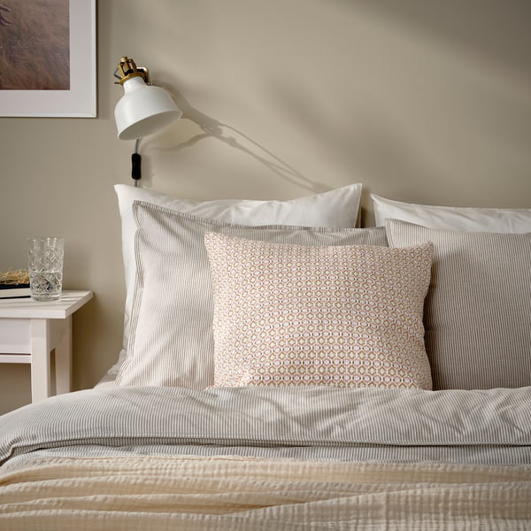 MOROTSMOTT cushion cover, white/light pink, 50x50 cm