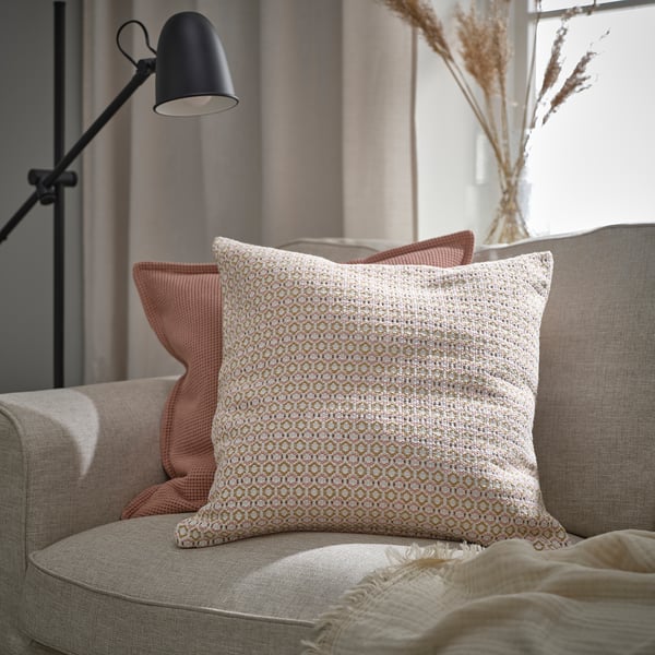 MOROTSMOTT cushion cover, white/light pink, 50x50 cm