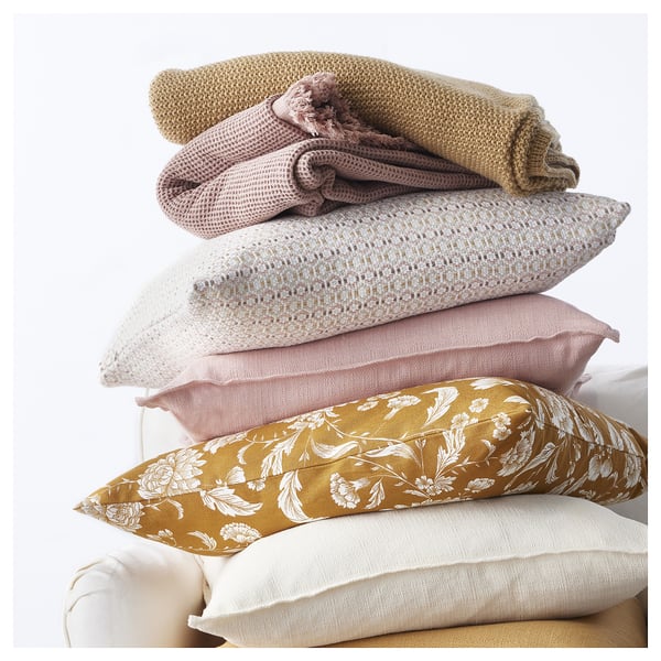 MOROTSMOTT cushion cover, white/light pink, 50x50 cm