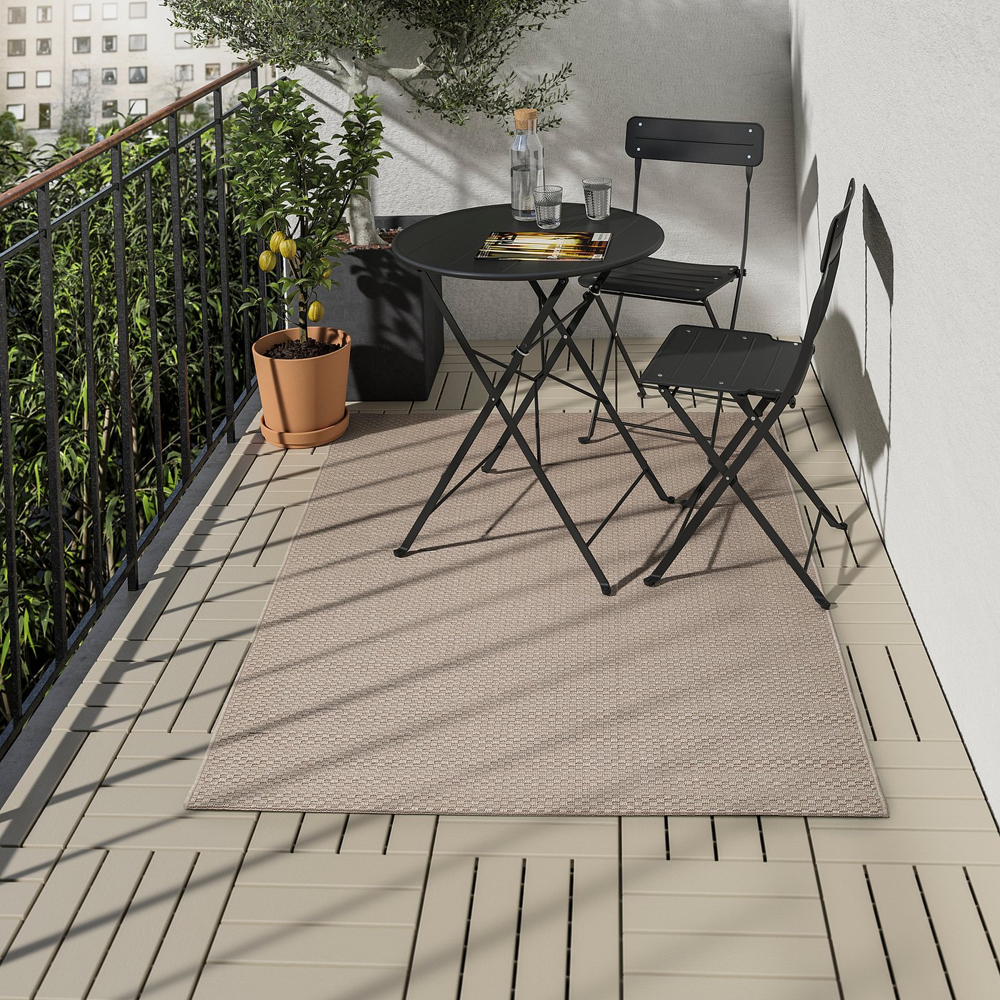 MORUM rug flatwoven, in/outdoor, beige, 120x180 cm